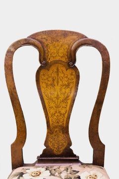 Inlaid Seaweed Marquetry Queen Anne Side Chair
