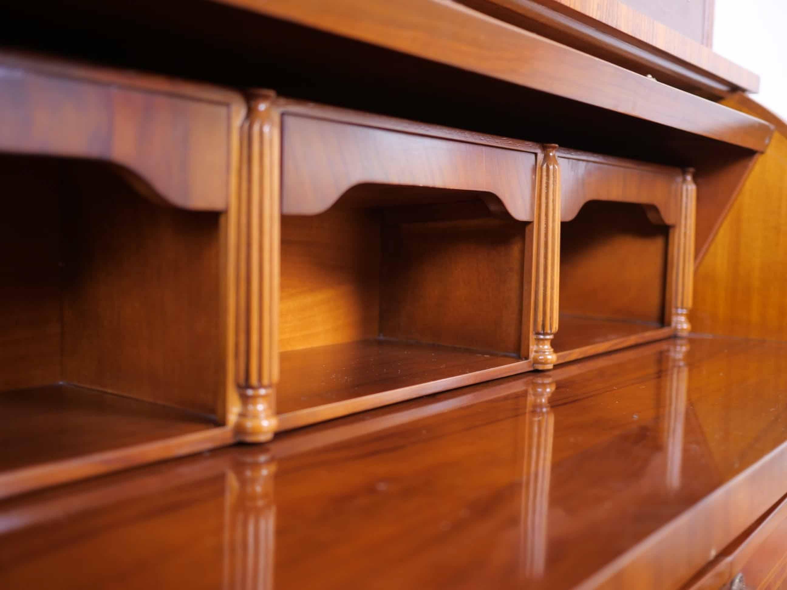 Inlaid secretary with bookcase and desk For Sale 5
