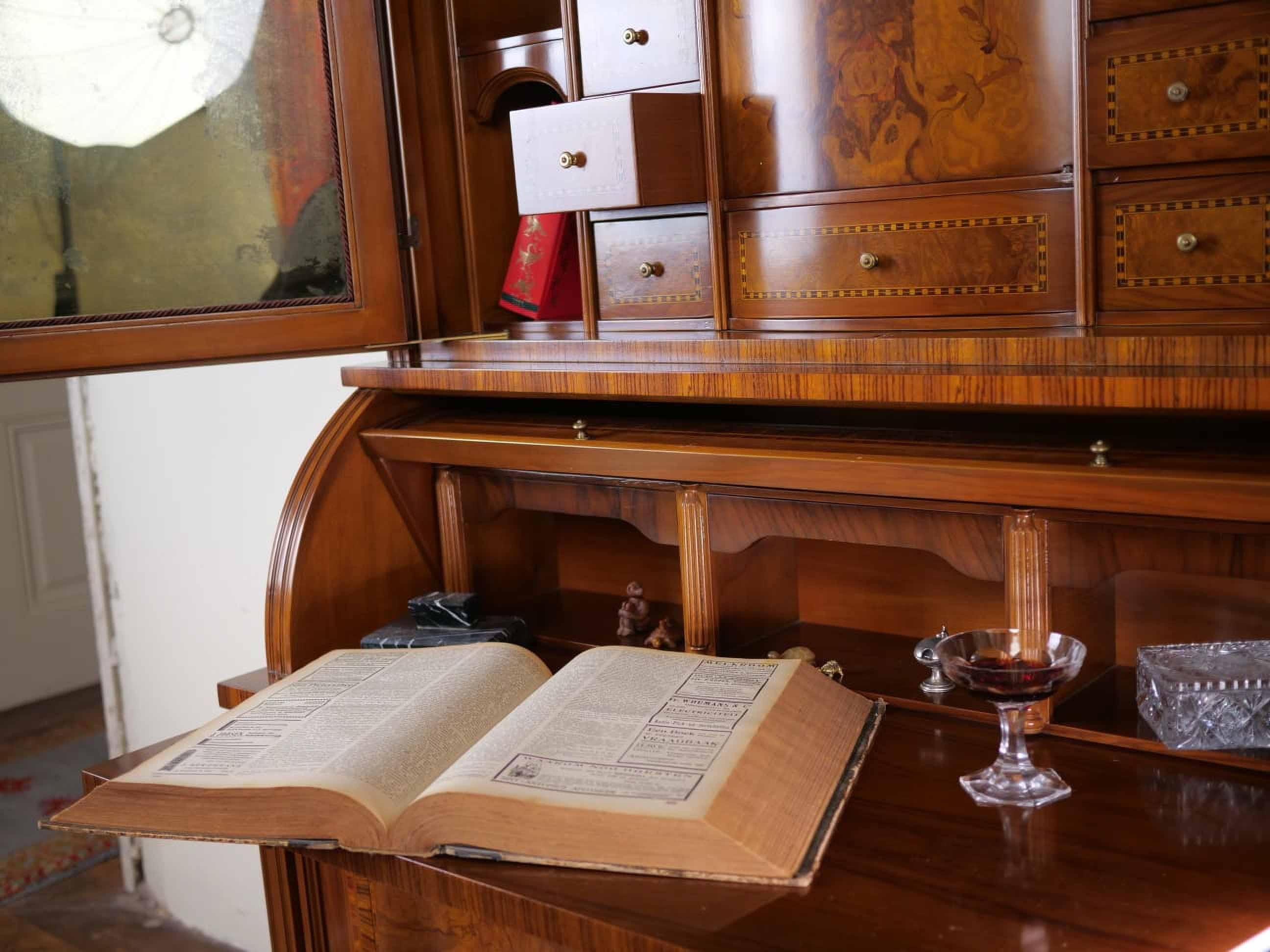 Inlaid secretary with bookcase and desk For Sale 1
