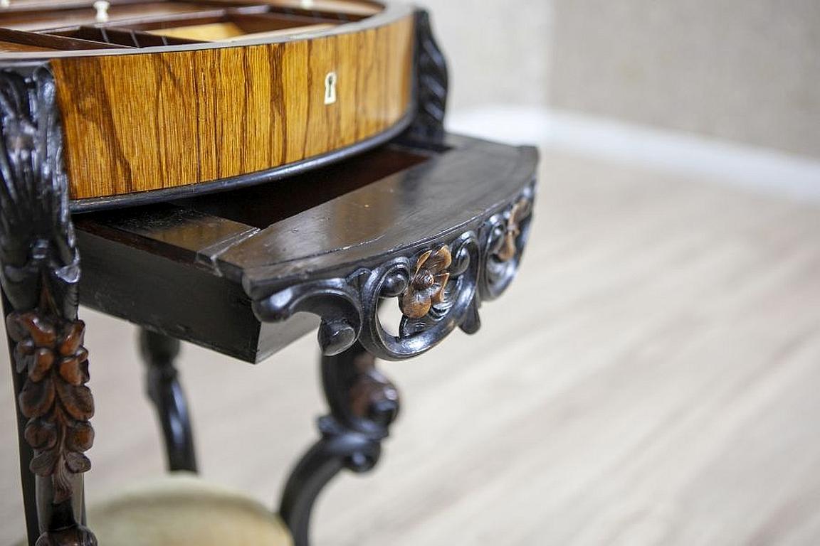 Inlaid Sewing Table of Various Woods from the Late 19th Century For Sale 7