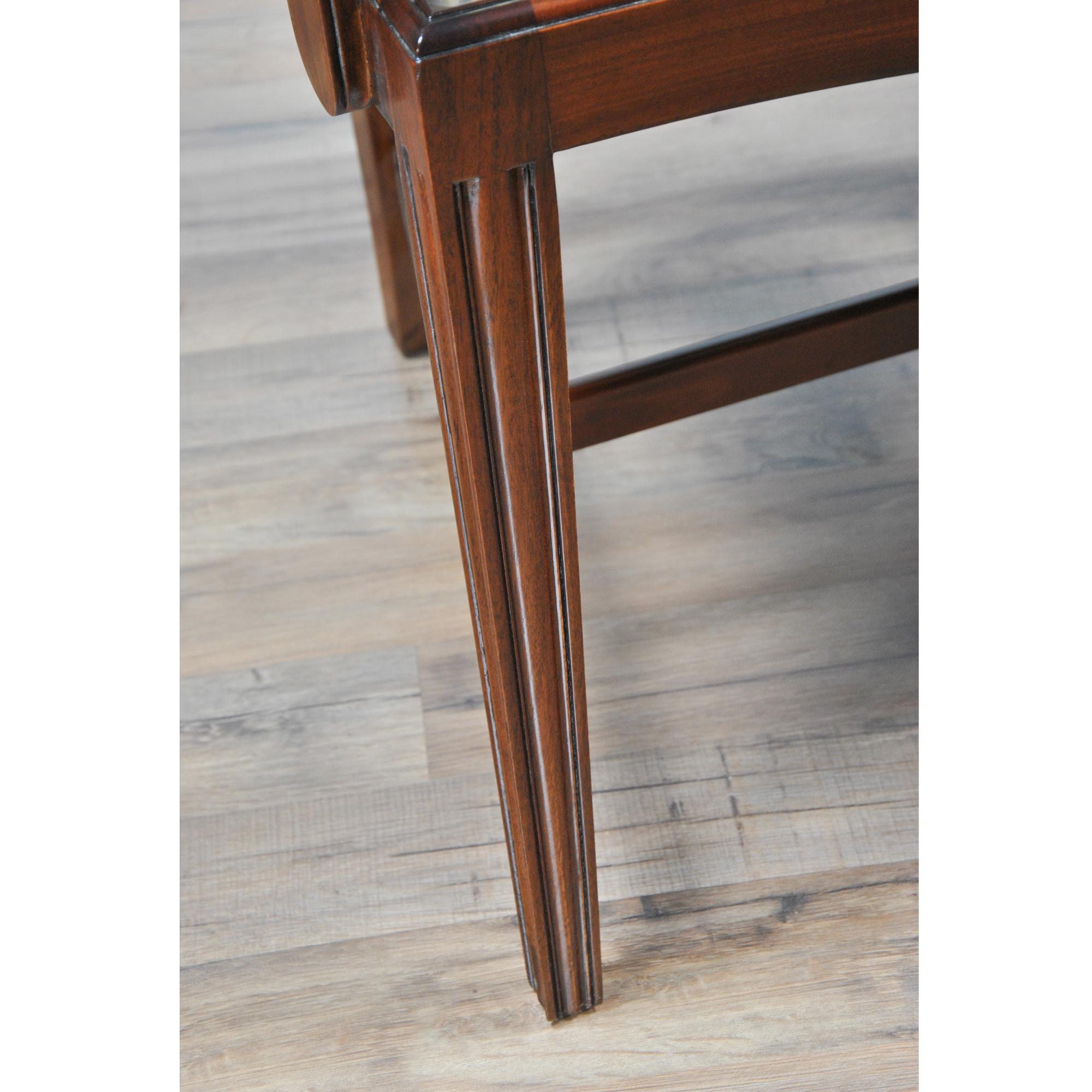Hand-Carved Inlaid Shield Back Chairs, Set of 10 For Sale