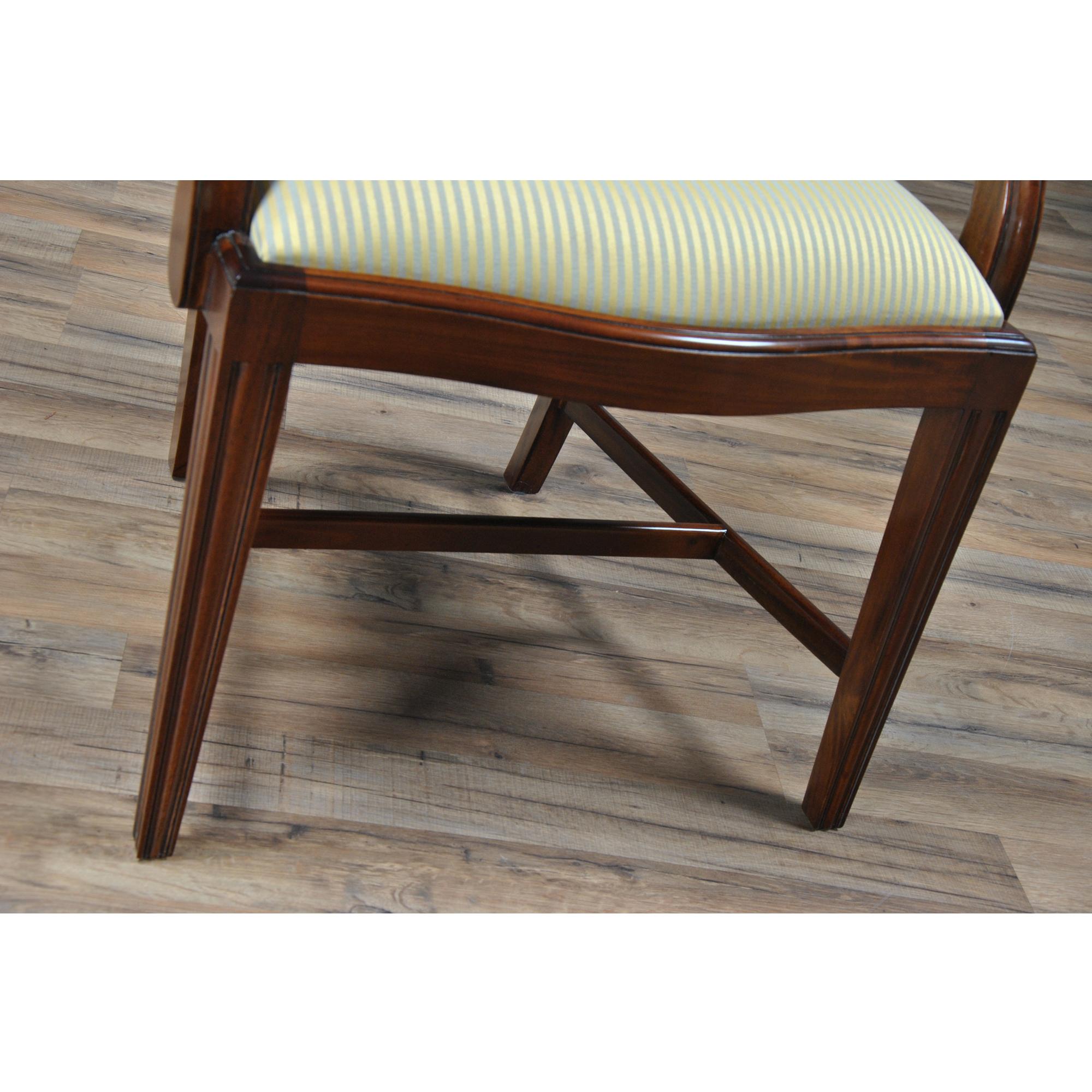 Contemporary Inlaid Shield Back Chairs, Set of 10 For Sale