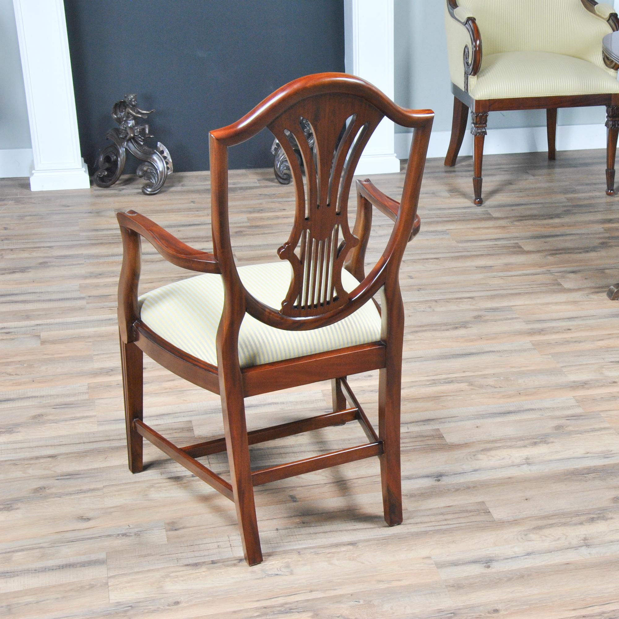 Inlaid Shield Back Chairs, Set of 10 For Sale 1