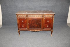Inlaid Spray of Flowers P.E. Guerin Bronze Ormolu Marble French Louis XV Commode