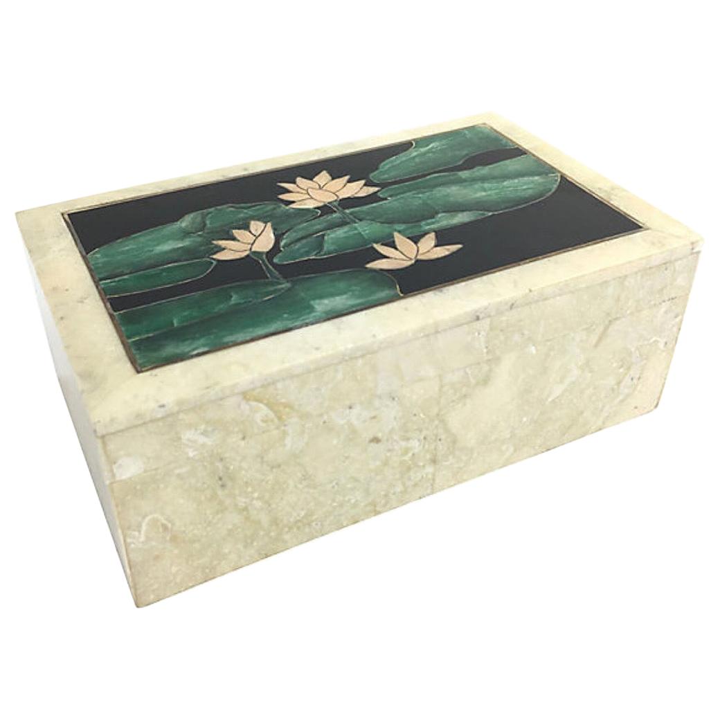Inlaid Stone Lily Pad Box