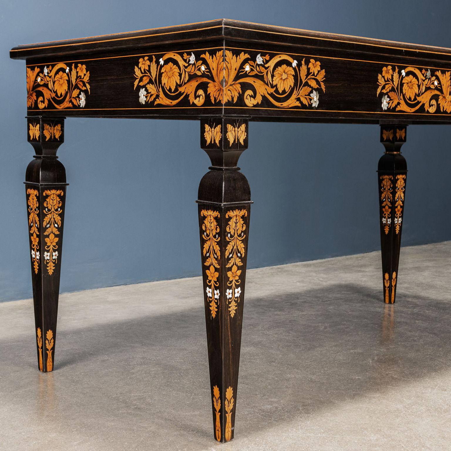 Inlaid Table Attr. to Luigi and Angiolo Falcini Chestnut, Italy XIX Century For Sale 3