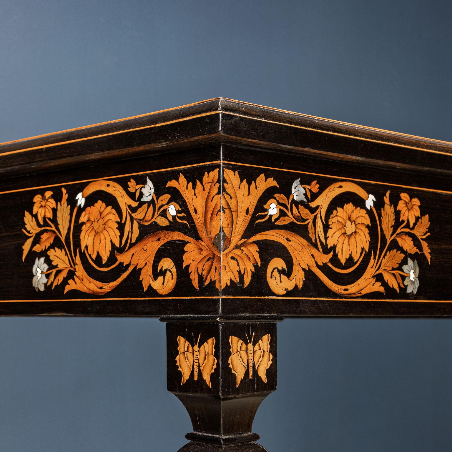 Other Inlaid Table Attr. to Luigi and Angiolo Falcini Chestnut, Italy XIX Century For Sale