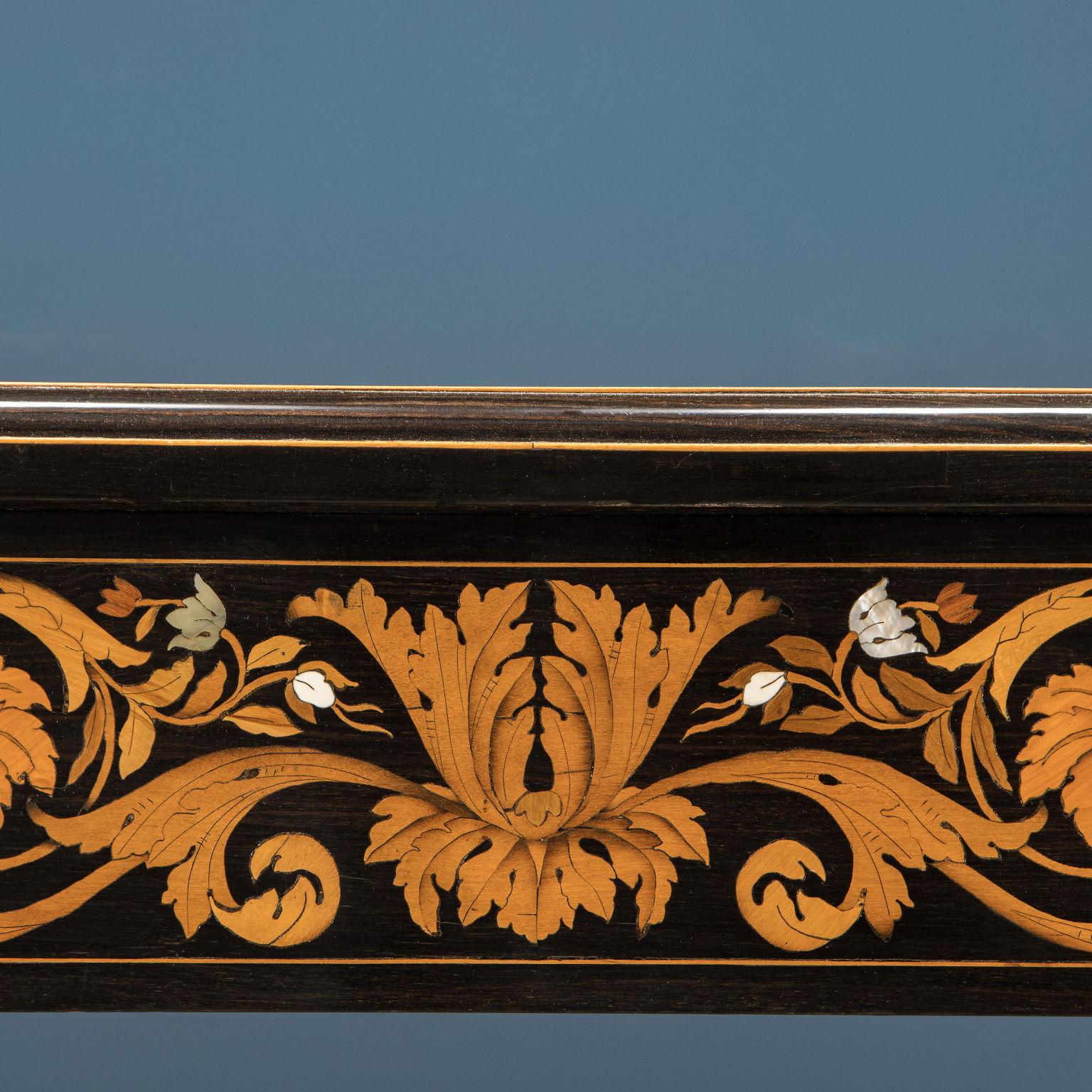 Italian Inlaid Table Attr. to Luigi and Angiolo Falcini Chestnut, Italy XIX Century For Sale