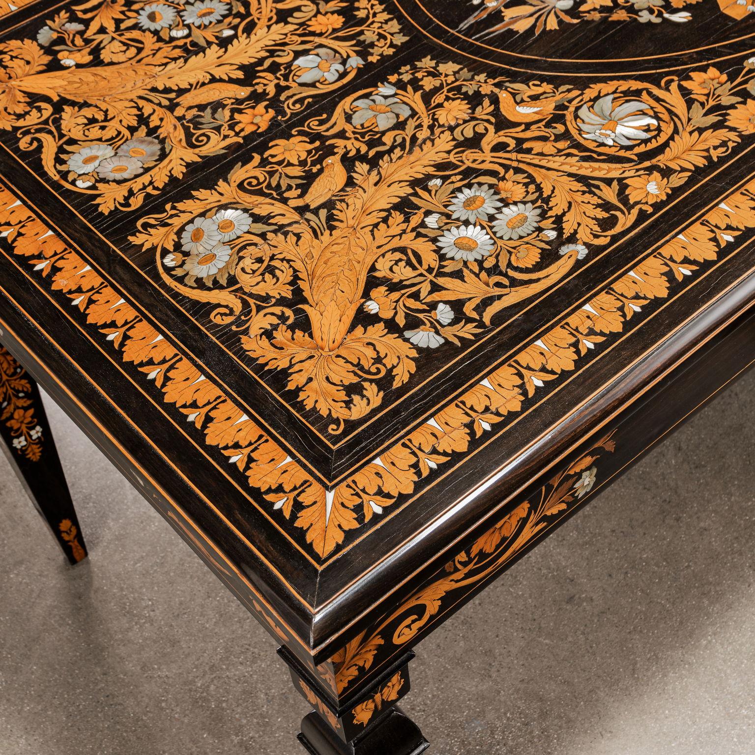 Inlaid Table Attr. to Luigi and Angiolo Falcini Chestnut, Italy XIX Century For Sale 2