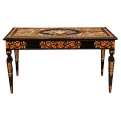 Antique Inlaid Table Attr. to Luigi and Angiolo Falcini Chestnut, Italy XIX Century