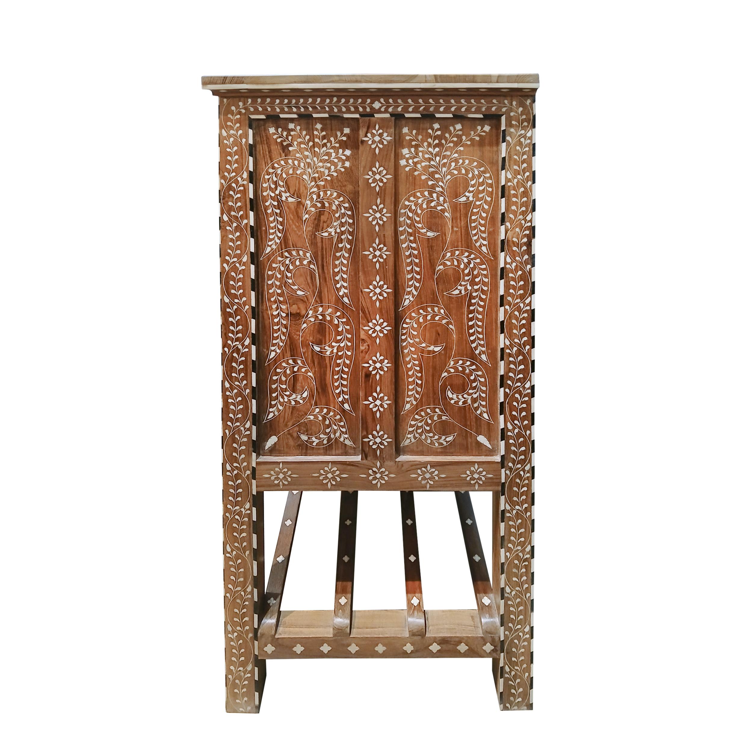 Osso Cassettiera in teak intarsiato in vendita