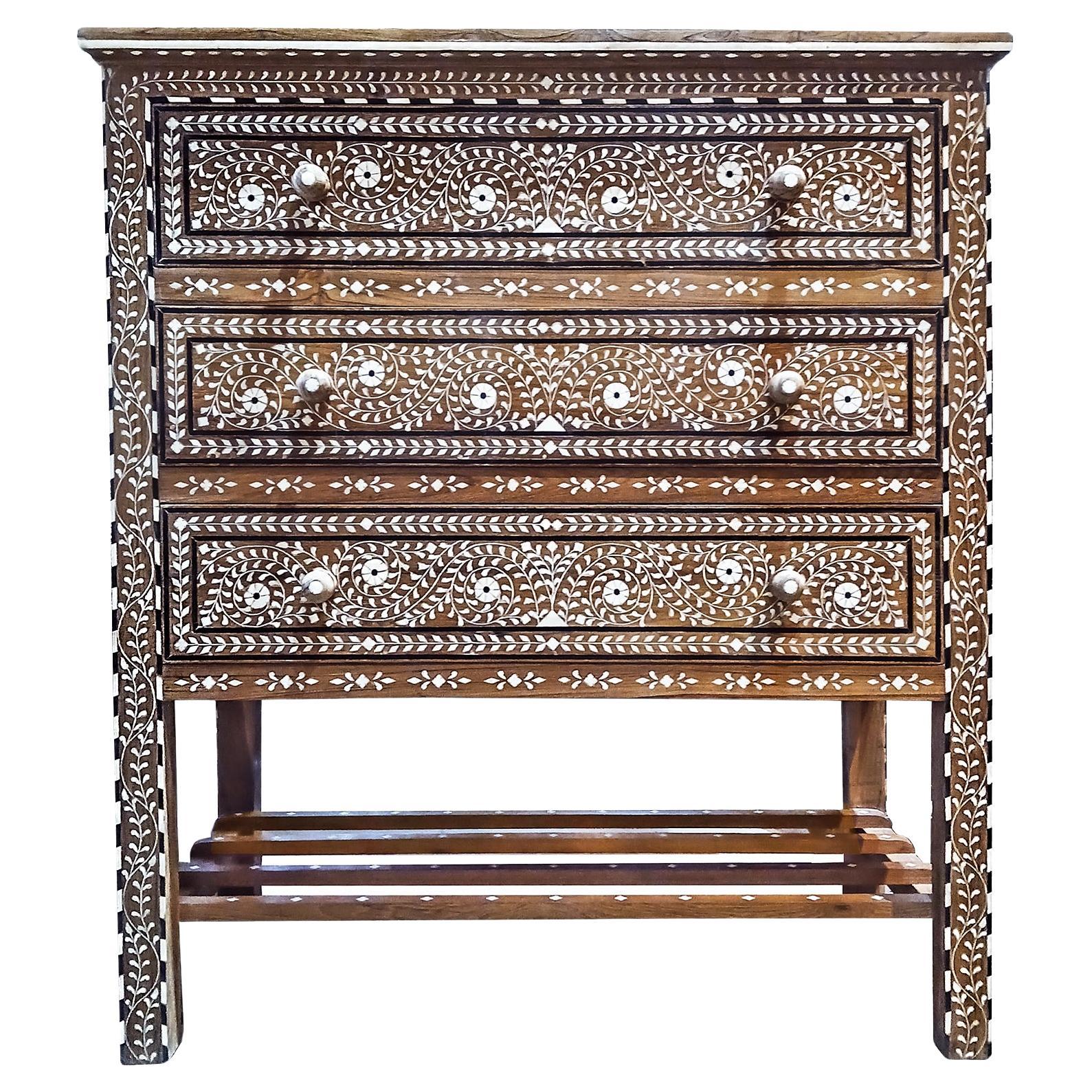 Inlaid Teak Chest of Drawers