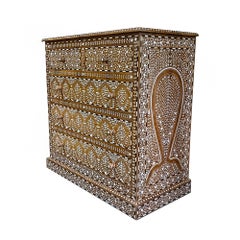 Inlaid Teak Chest of Drawers from India