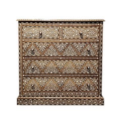 Inlaid Teak Chest of Drawers from India