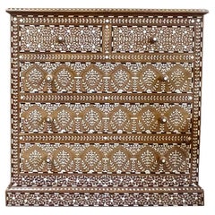Inlaid Teak Chest of Drawers from India