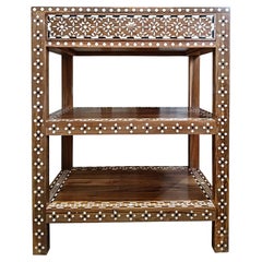 Inlaid Teak End Table / Nightstand from India