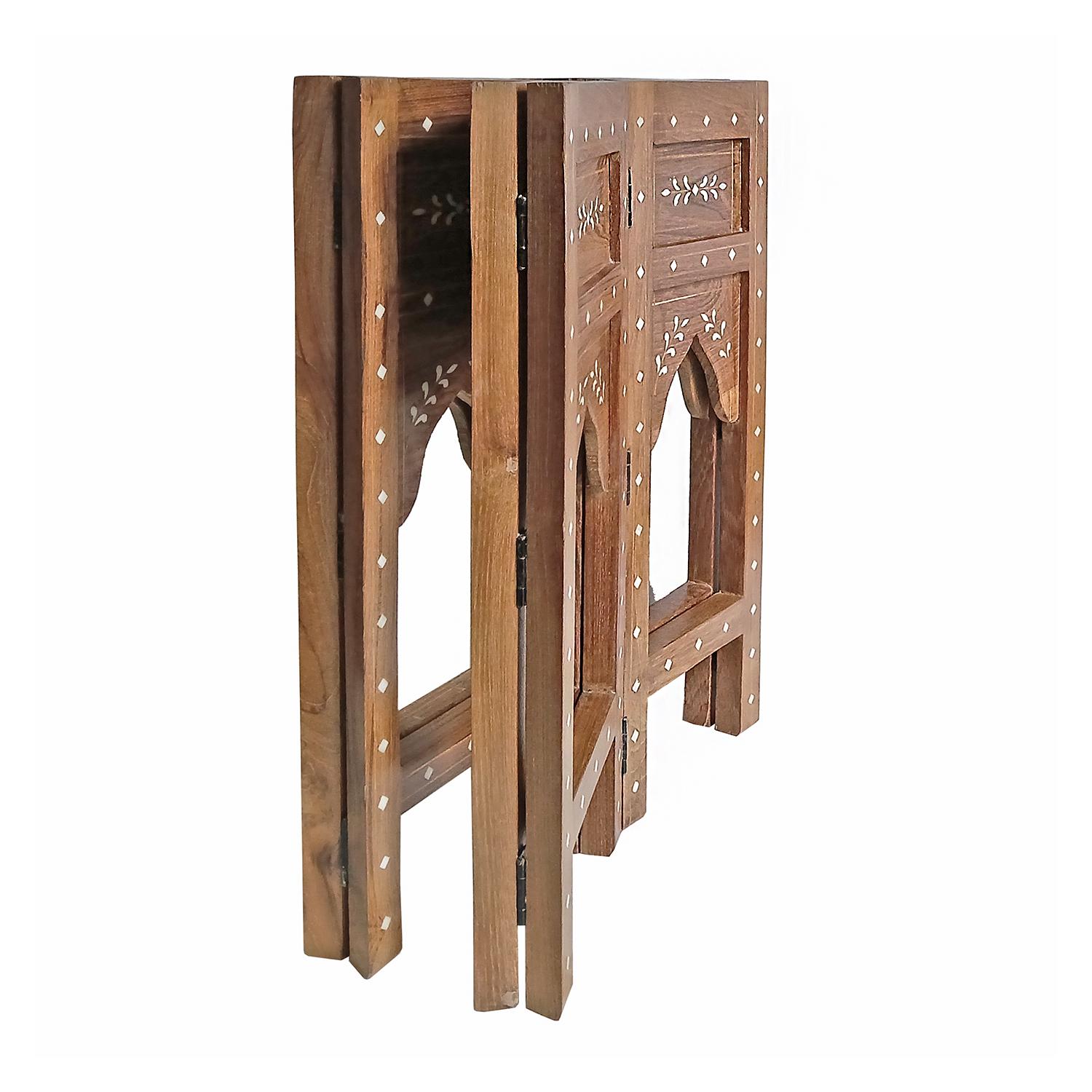 Inlaid Teak Octagonal Side Table, India en venta 2