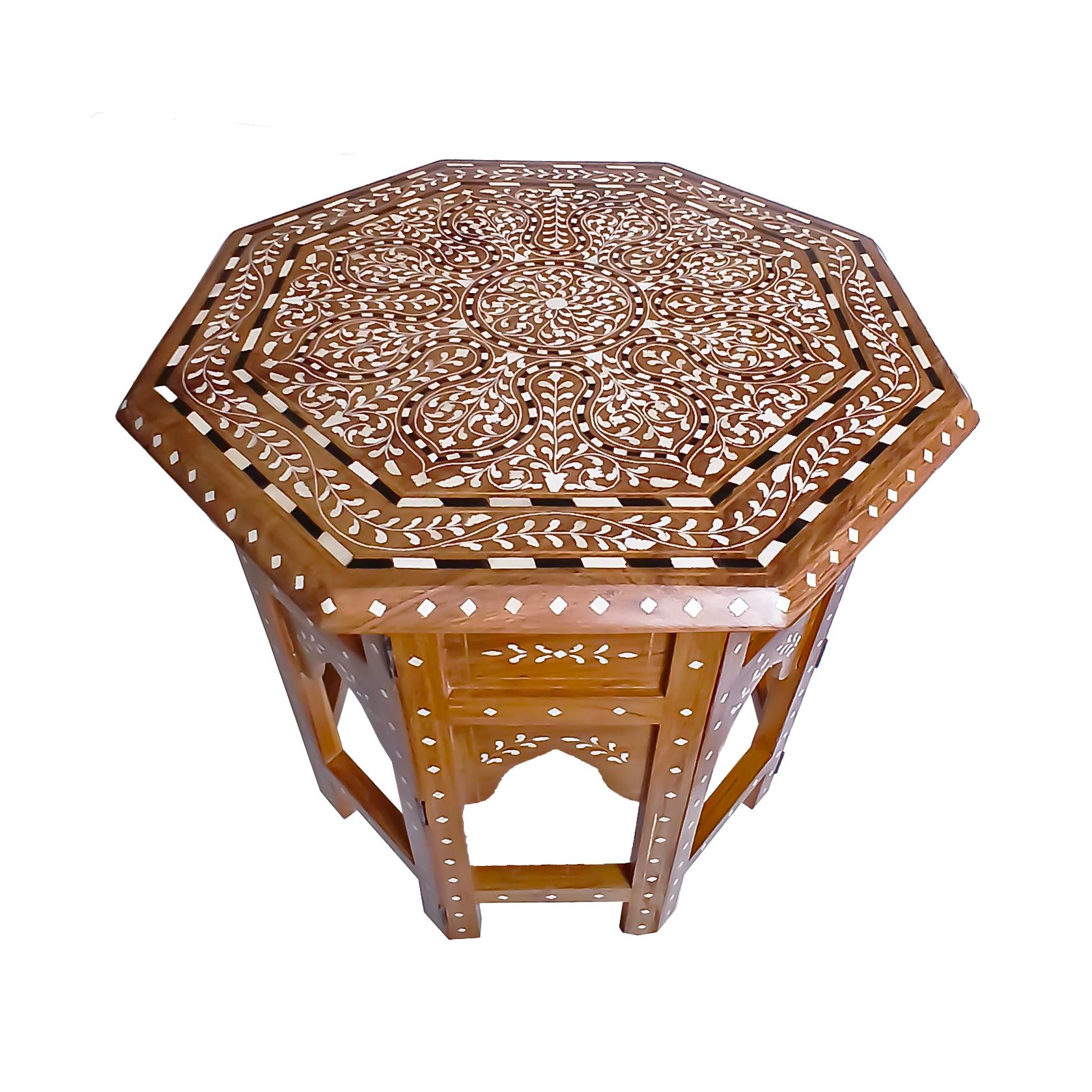 Inlaid Teak Octagonal Side Table, India Indio en venta