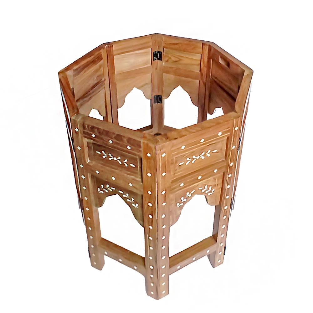 Inlaid Teak Octagonal Side Table, India Hueso en venta
