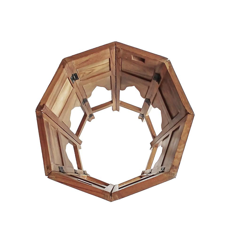 Inlaid Teak Octagonal Side Table, India en venta 1