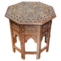 Inlaid Teak Octagonal Side Table, India