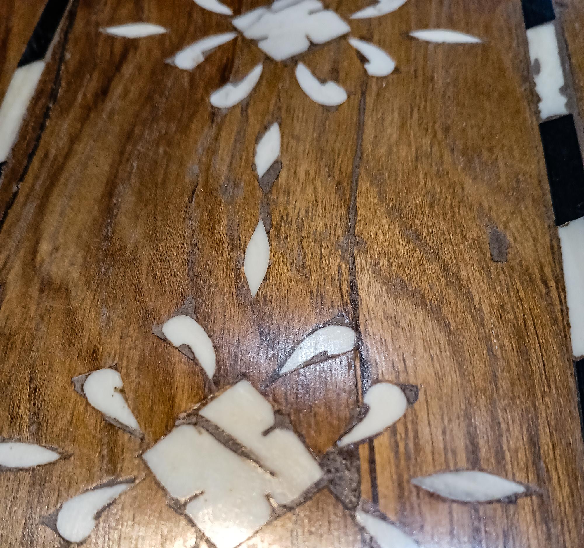 Inlaid Teak Writing Desk from India For Sale 7
