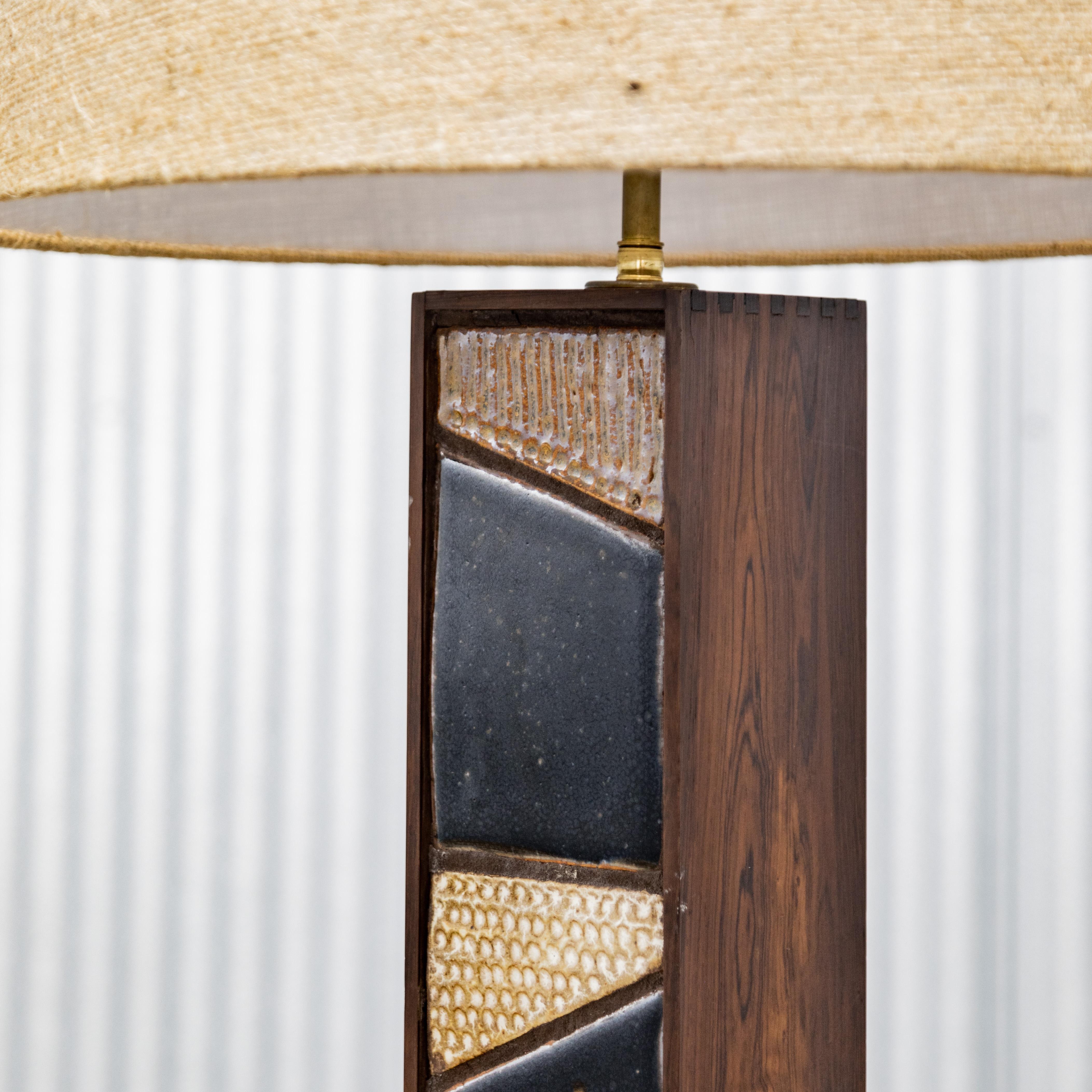 Mid-20th Century Inlaid Tile Table Lamp For Sale