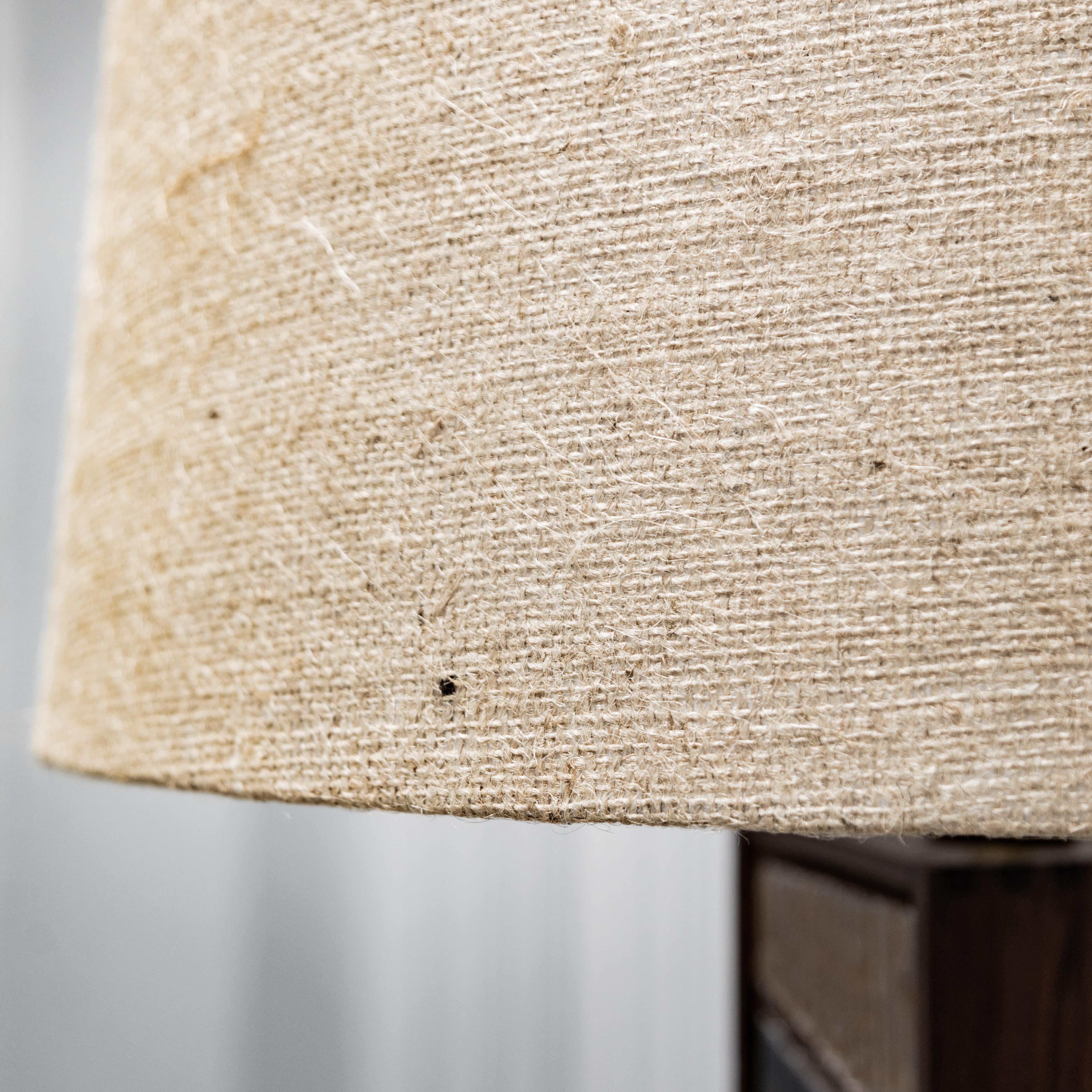 Brass Inlaid Tile Table Lamp For Sale