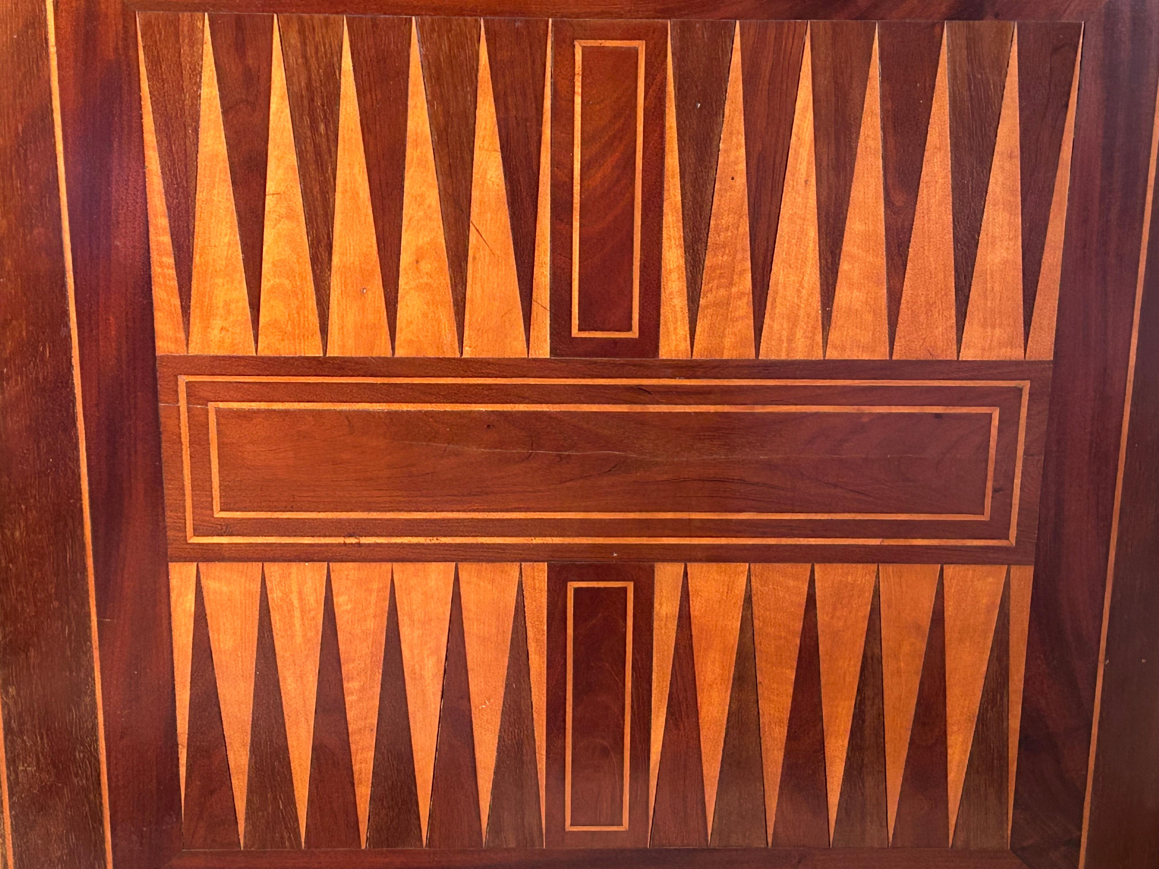 Inlay Inlaid Tilt Top Backgammon Table For Sale
