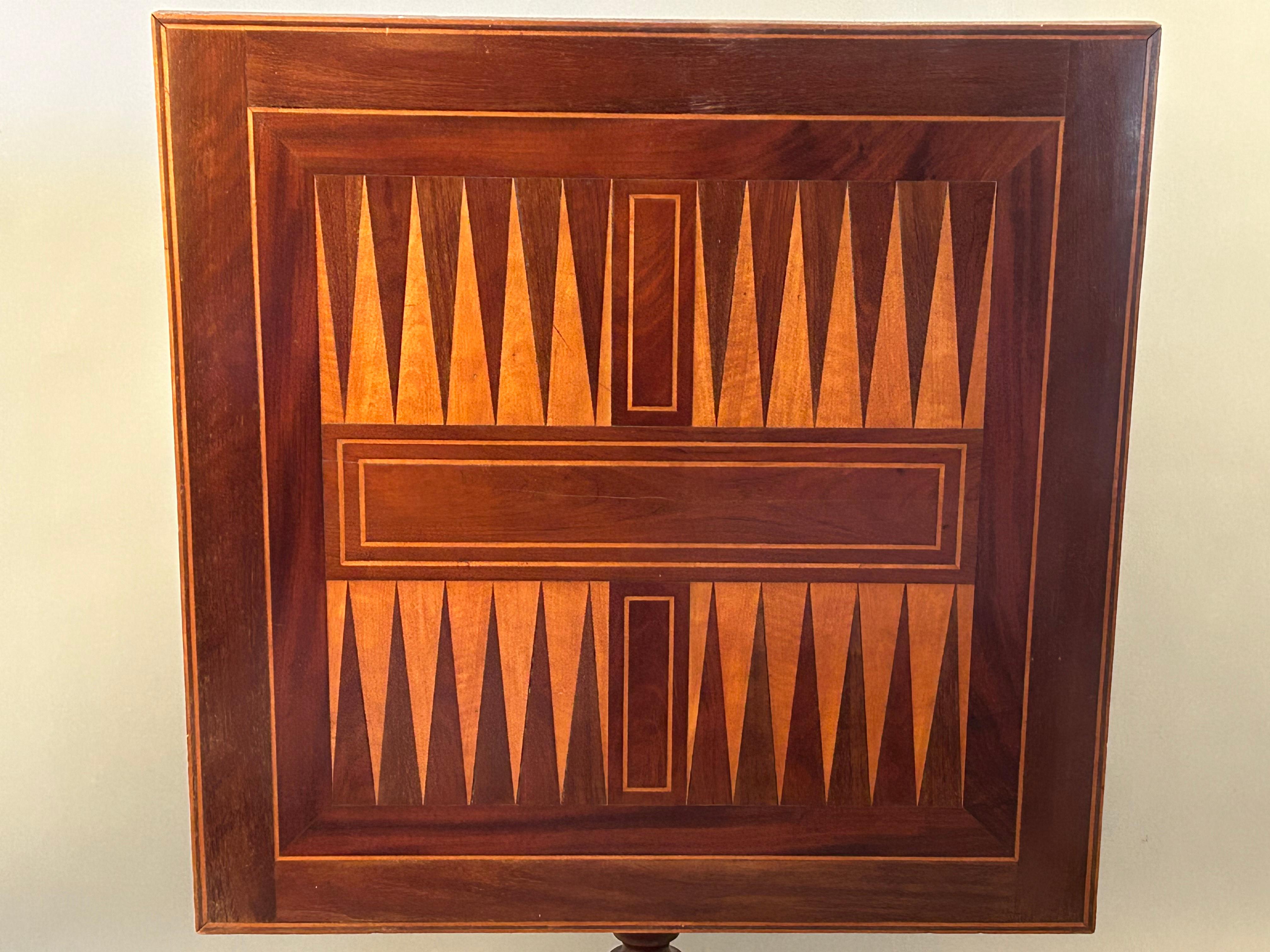 American Inlaid Tilt Top Backgammon Table For Sale