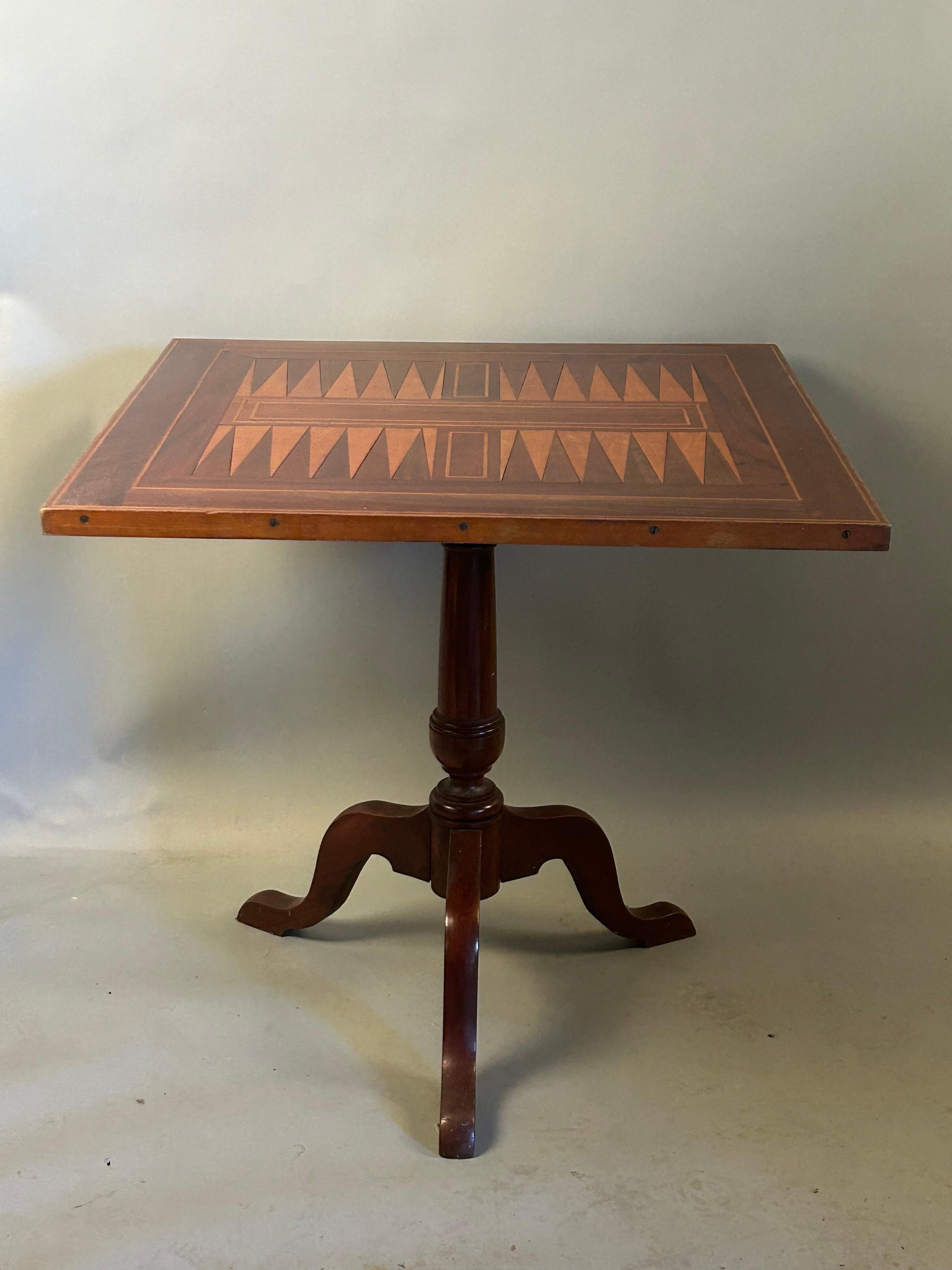 American Classical Inlaid Tilt Top Backgammon Table For Sale