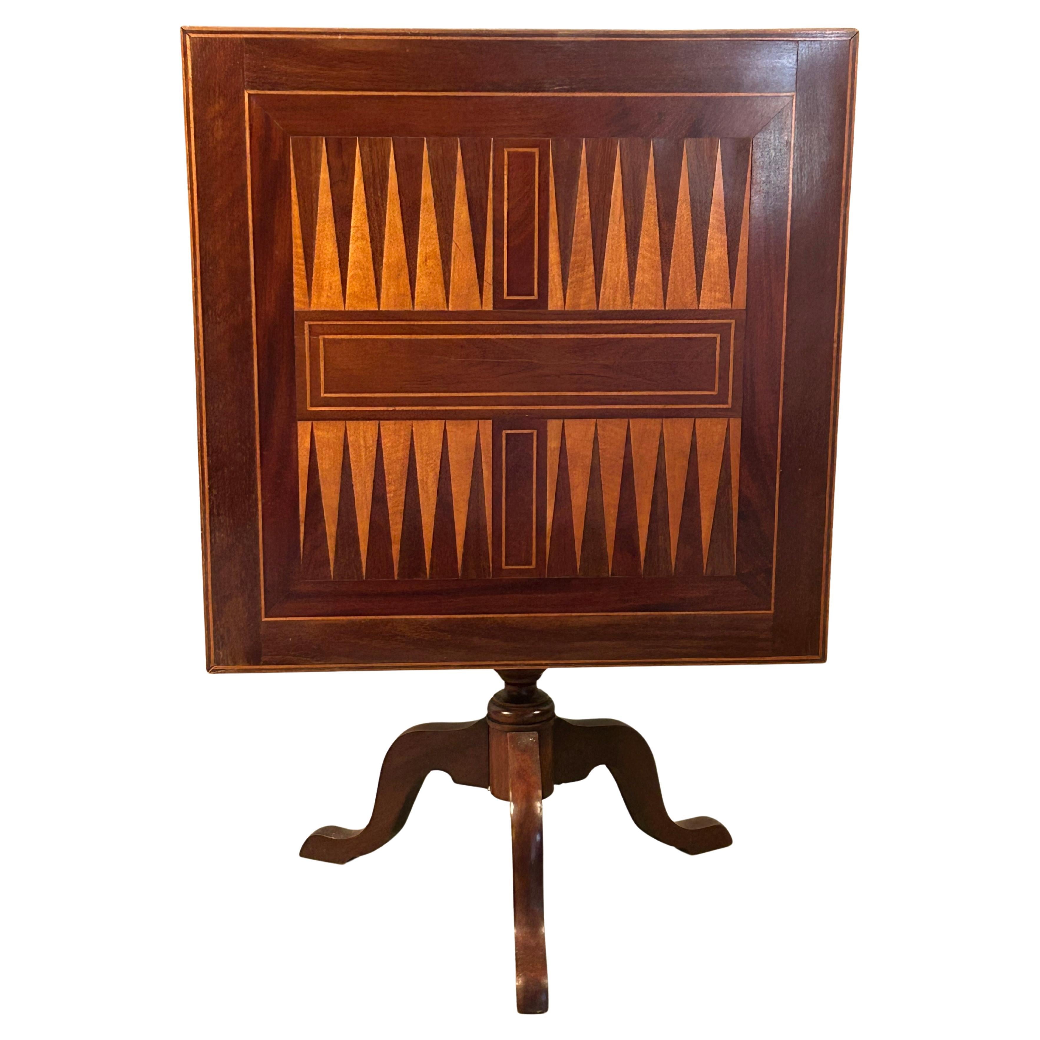 Inlaid Tilt Top Backgammon Table
