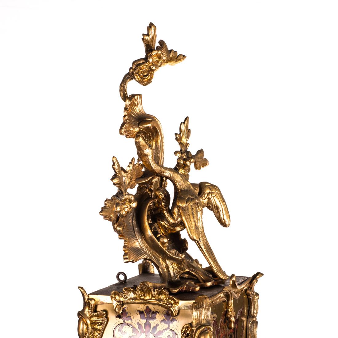 19th Century Inlaid Tortoise Shell, Veneered Mantel Clock Signed Balthazar à Paris