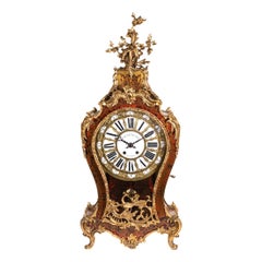 Inlaid Tortoise Shell, Veneered Mantel Clock Signed Balthazar à Paris