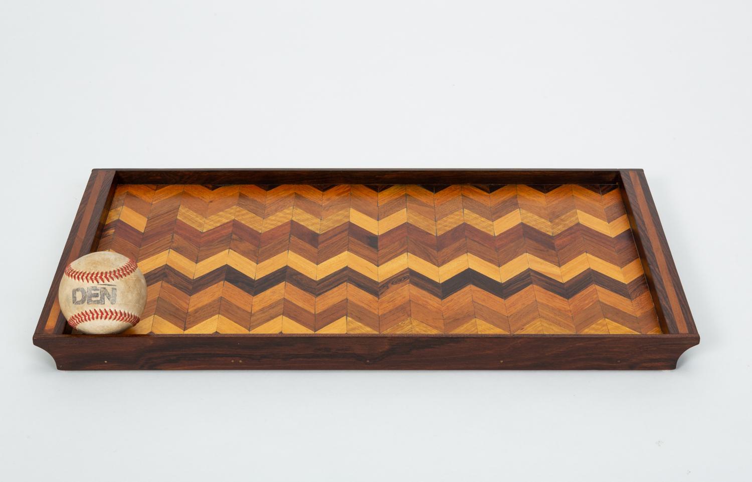 Mexican Inlaid Tray with Chevron Pattern by Don Shoemaker for Senal