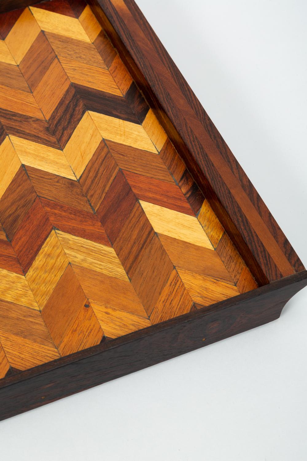 Inlaid Tray with Chevron Pattern by Don Shoemaker for Senal 1