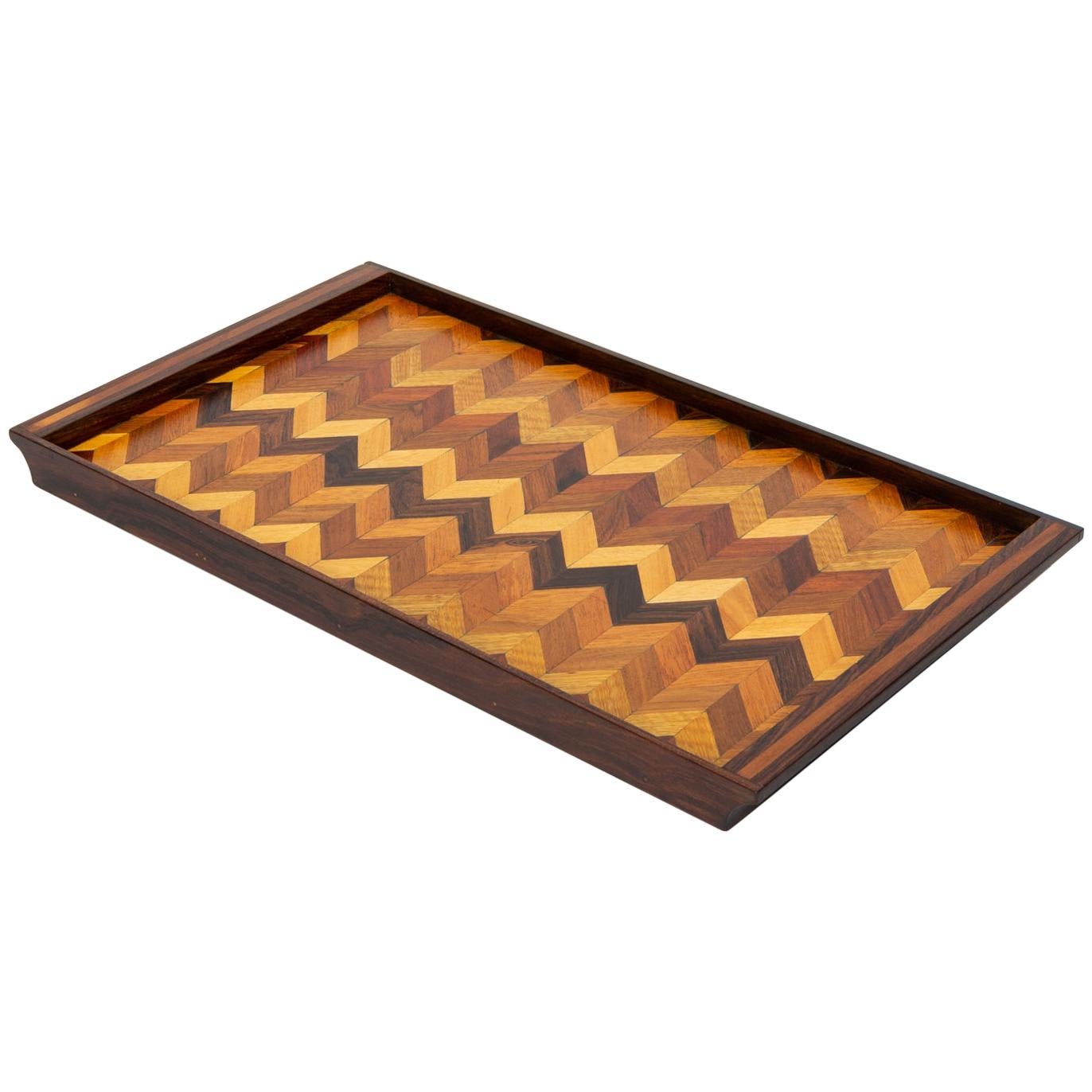 Inlaid Tray with Chevron Pattern by Don Shoemaker for Senal