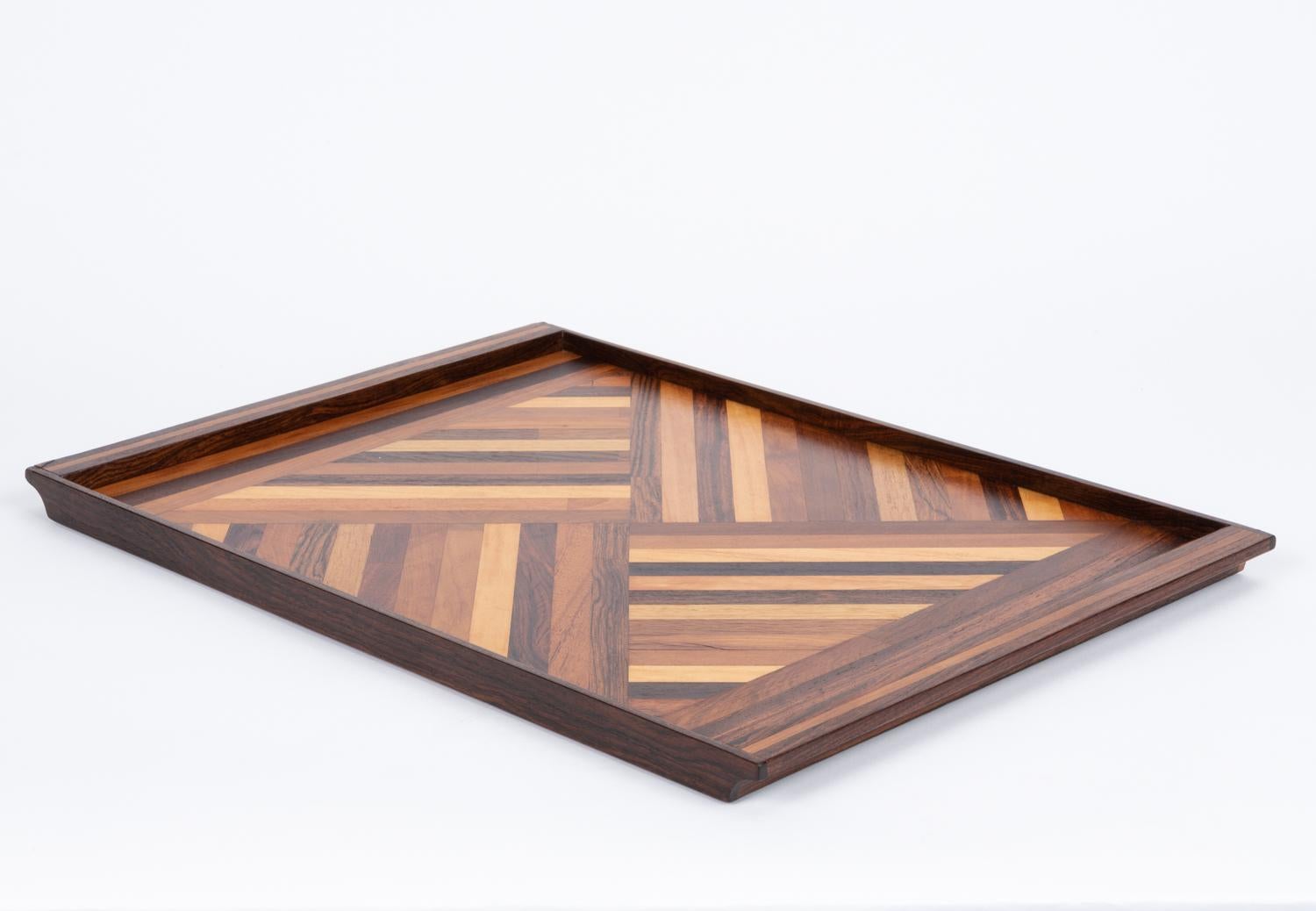 Mid-Century Modern Don Shoemaker for Senal Inlaid Tray with Diamond Pattern