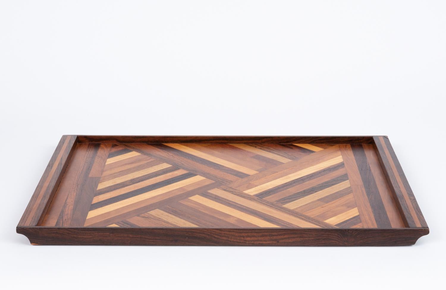Don Shoemaker for Senal Inlaid Tray with Diamond Pattern In Excellent Condition In Los Angeles, CA