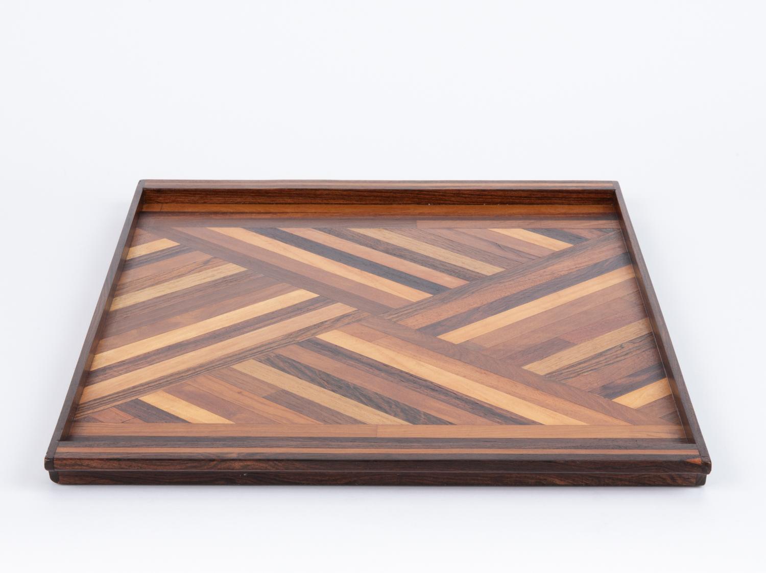 20th Century Don Shoemaker for Senal Inlaid Tray with Diamond Pattern