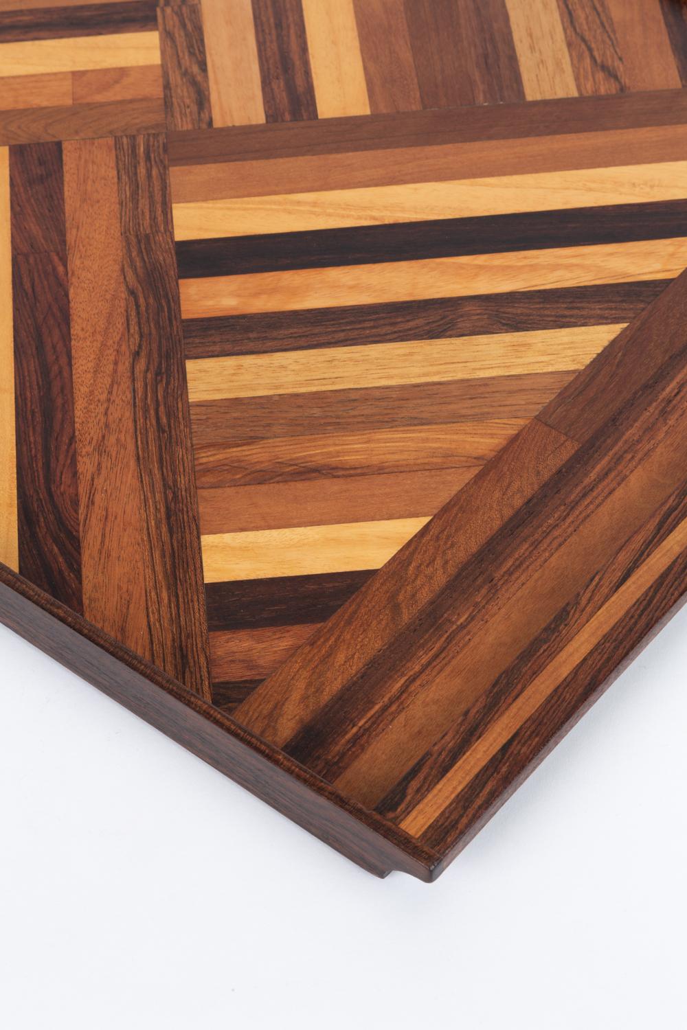 Mahogany Don Shoemaker for Senal Inlaid Tray with Diamond Pattern