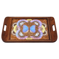 Inlaid Tunbridge Ware Butterfly Serving Tray, circa 1920