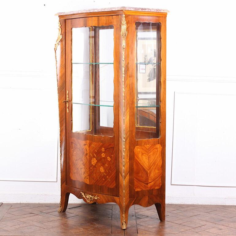 20th Century Inlaid Vitrine with Brass Mounts