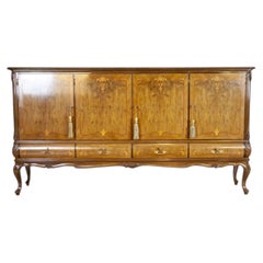 Intarsien-Wohnzimmerschrank aus Nussbaumholz aus der Mitte des 20.