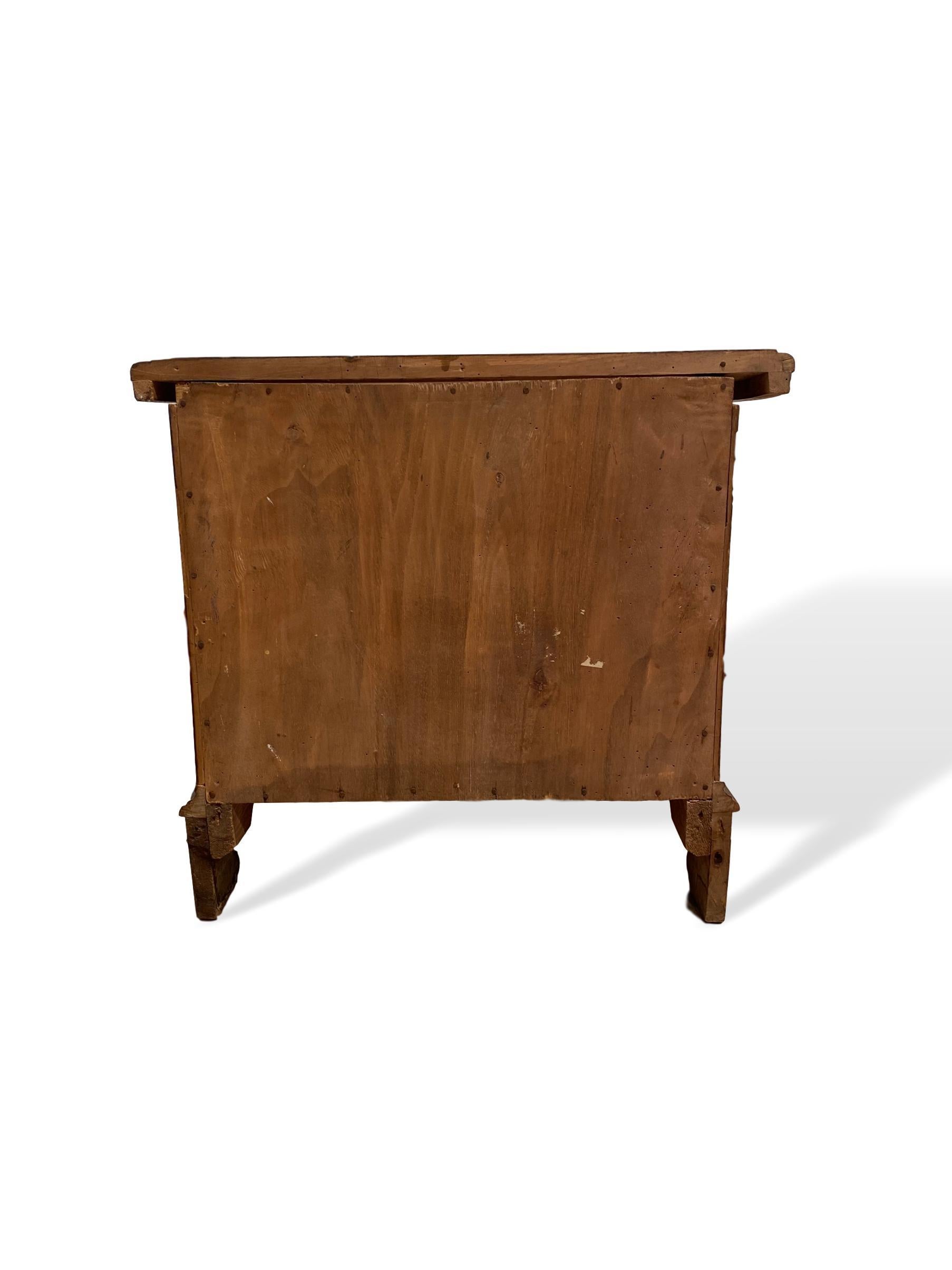 Inlaid Walnut Two-Drawer Side Commode with Concave Block Front, Italian In Good Condition For Sale In Banner Elk, NC