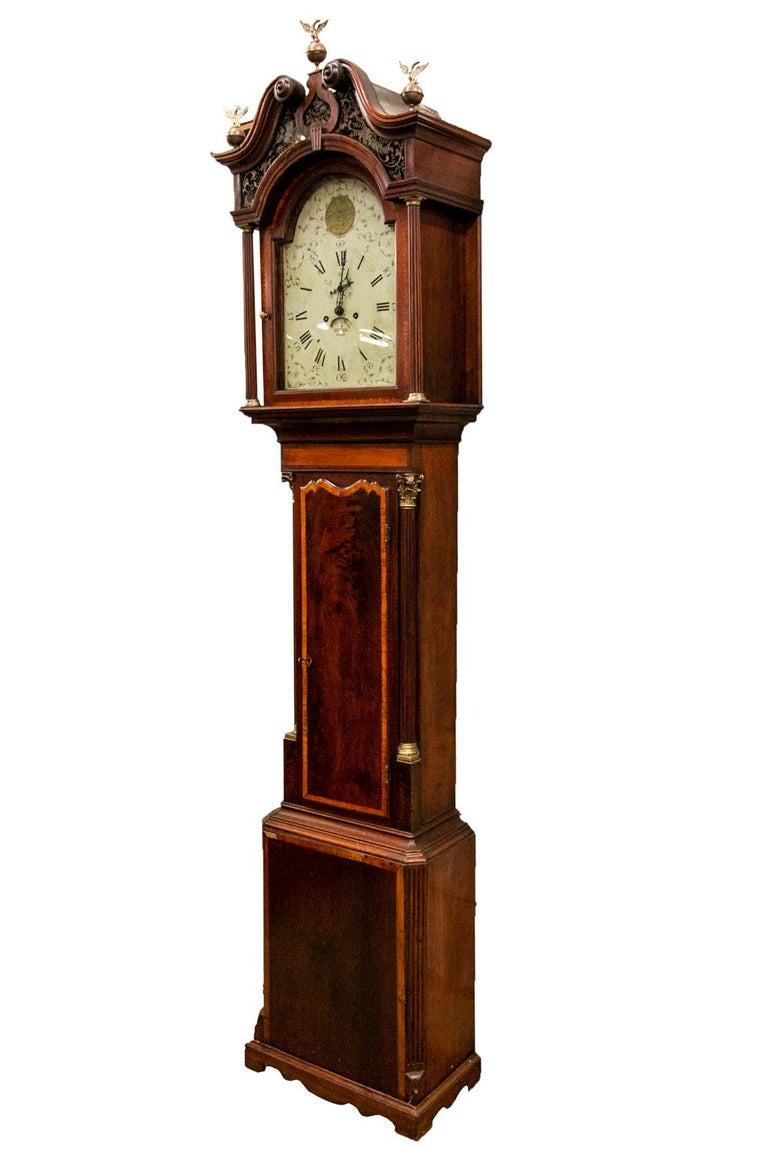 Inlaid Wellington Grandfather Clock For Sale at 1stDibs