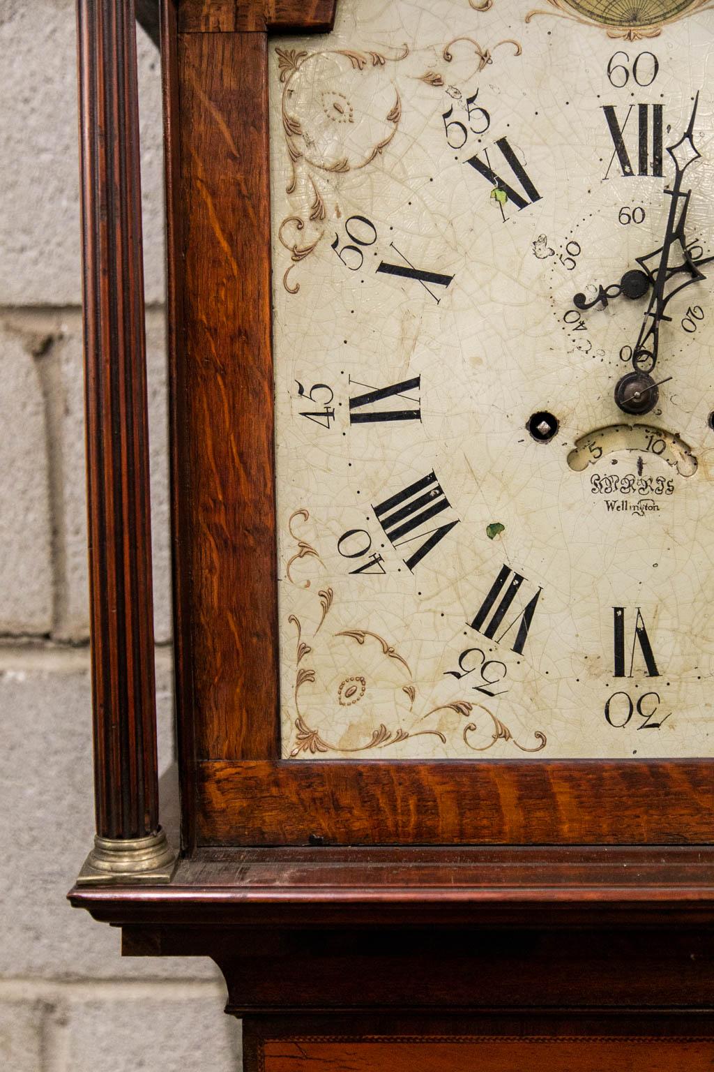 Late 18th Century Inlaid Wellington Grandfather Clock