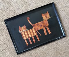 Inlaid Wood Cats Tray by Couroc California