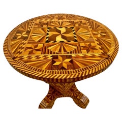 Inlaid Wood Game Table with Beautiful Marquetry