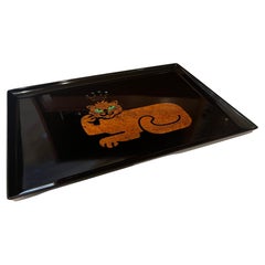 Inlaid Wood Queen Tiger Large Tray by Couroc California